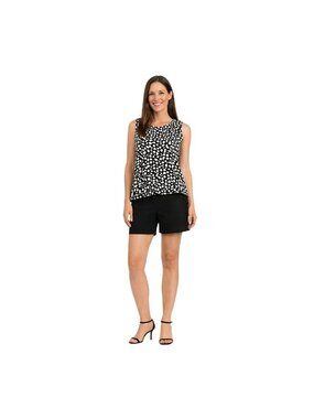 Banana Republic XS Black & White Sleeveless Blouse With Ruffle Neck